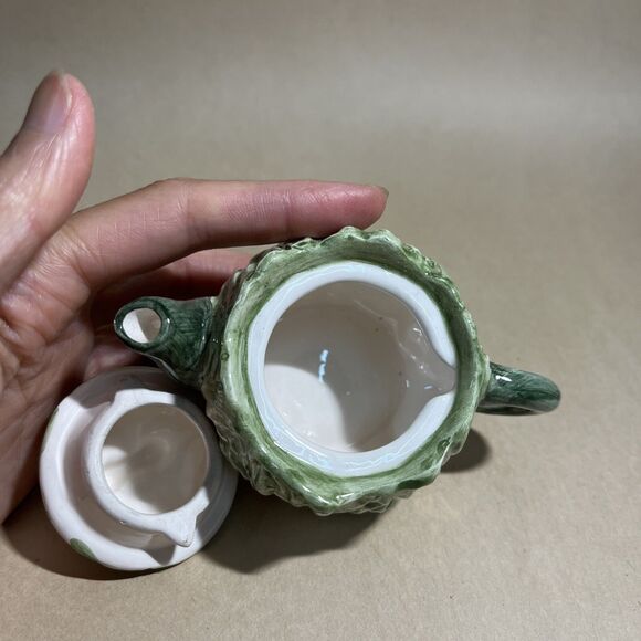 Vintage 2 Russ Miniature Teapot Tomato Garden Festival & Green Cabbage EUC - Picture 11 of 12